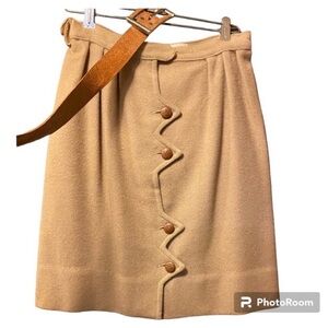 Tan Button-Front Women's Skirt